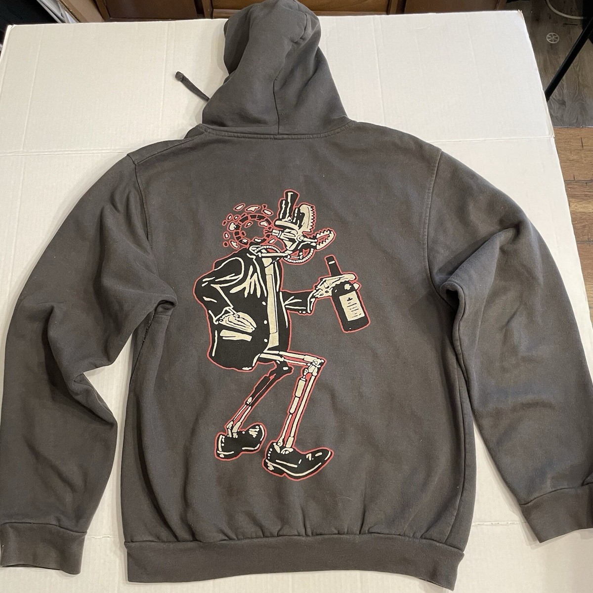 GUNS-N-ROSES NIGHT TRAIN ROBOT-Zip Up Hoodie Grey- Vintage Rock-n