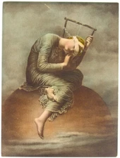 Vtg c1890s Antique Print HOPE by George Frederic Watts - Taber Prang NearMint