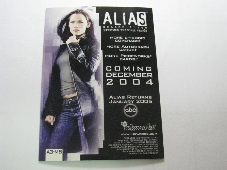 Alias Season 3 TVS promo Card A3-MS exclusive ABC Inkworks 2004 - Image 2 of 2