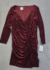 David Bridal Velvet Dress 16 Burgundy Burn Out Special Occasion Holiday Bodycon