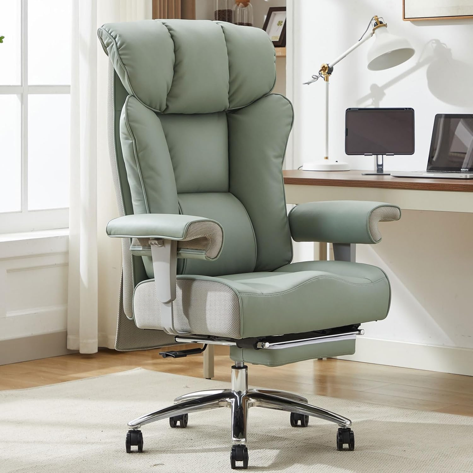 Desk Office Chair 400LBS, Big and Tall Office Chair, PU Leather