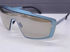 Men ic Berlin Sunglasses Gray Blue Curved MB Shield Mercedes Benz