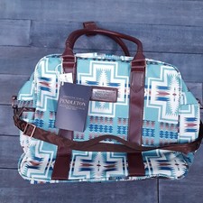 Pendleton 17” Weekender Travel Tote Bag Tribal Pattern Aqua Blue Aztec