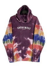 Anonymous Felpa con Cappuccio Pullover Felpa Cravatta Tinta Taglia Large Revolution Los Angeles