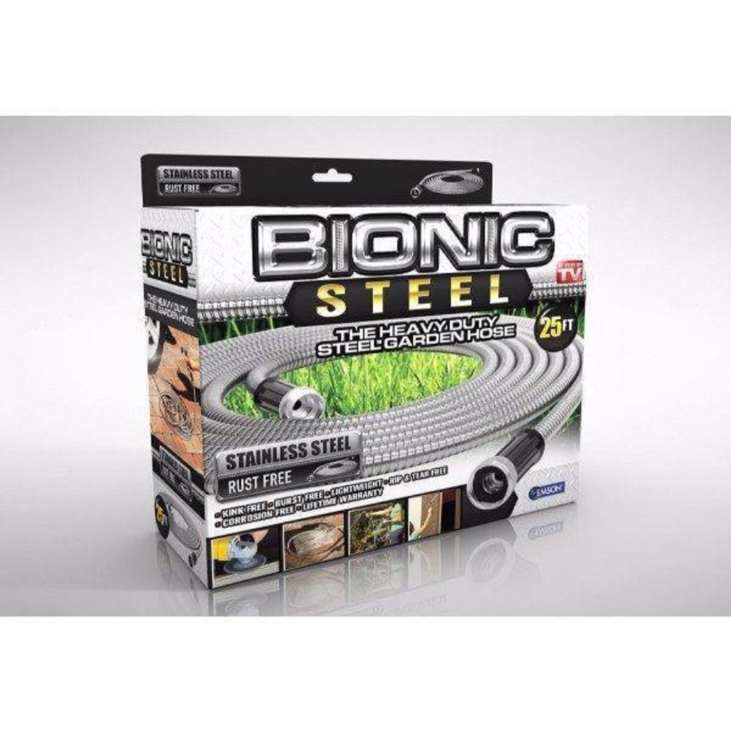 As Seen On TV Bionic Steel Hose 25 Ft Super Durable Stainless Steel Garden Hose eBay