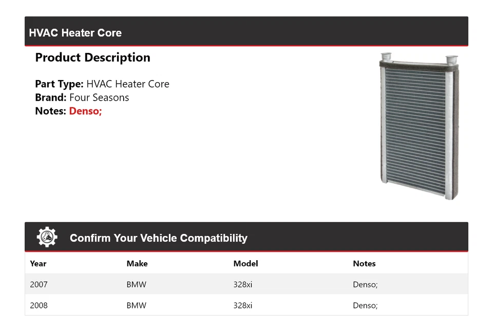 Núcleo de calefacción de climatización para BMW 328xi 2007-2008 4 estaciones Foto 2 de 4