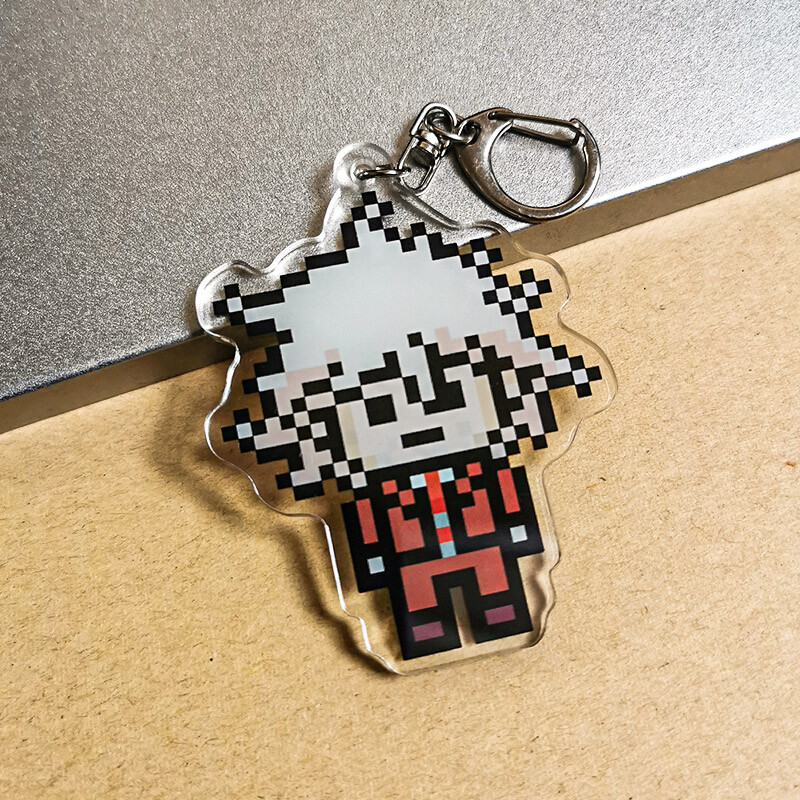 Keychain Danganronpa Pixel Acrylic Pendant Nagito Komaeda Keyring
