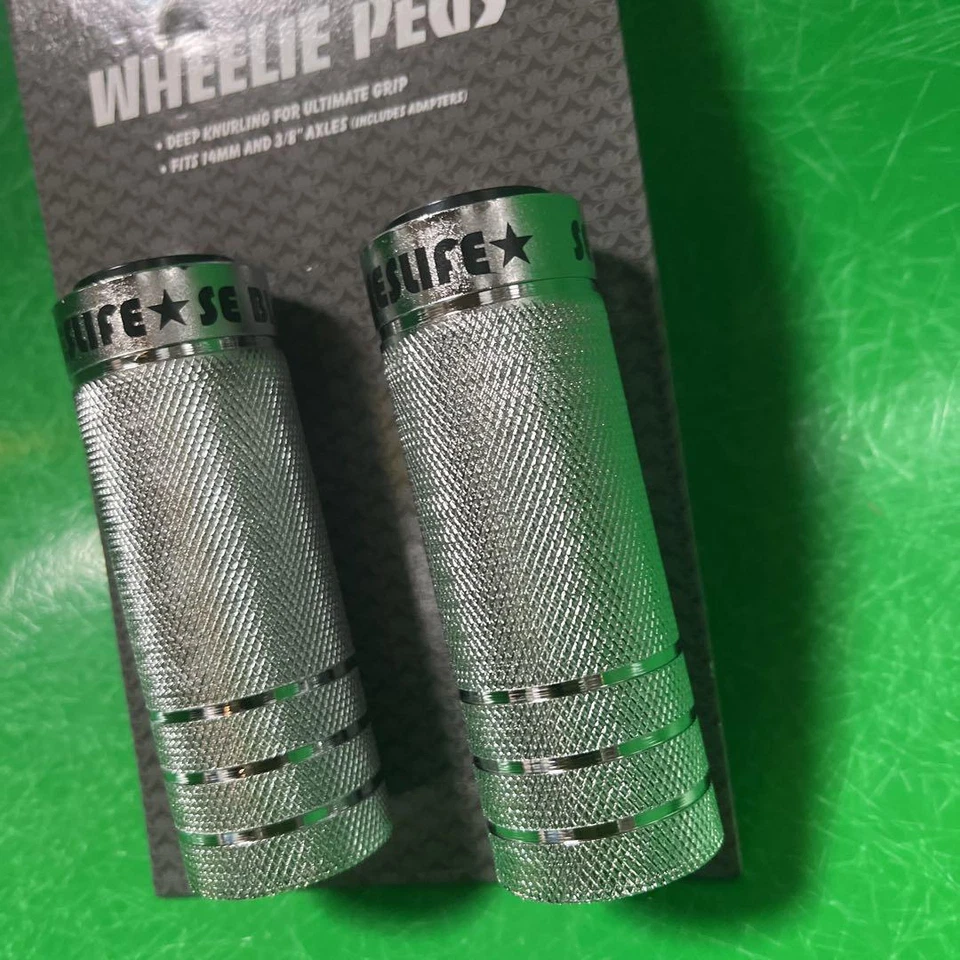 SE BIKES Wheelie Pegs BMX Piezas Plata 100mm × 35mm - Imagen 4 de 4