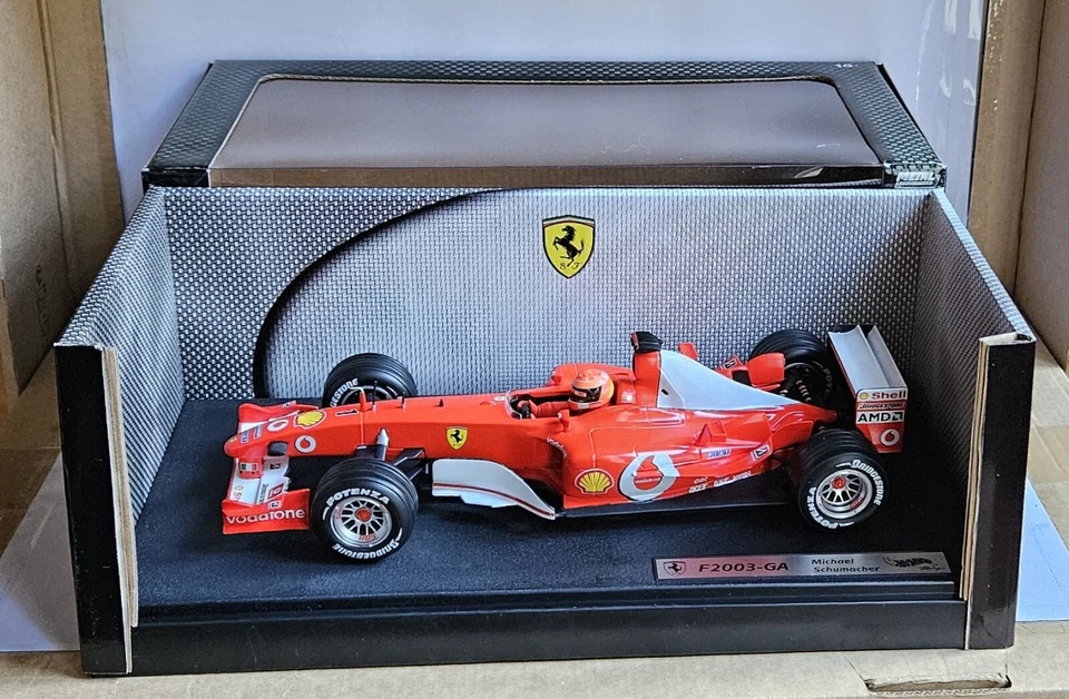 F1 FERRARI F2003-GA - MICHAEL SCHUMACHER - HOTWHEELS RACING B1023 - NEUF 1:18 - Photo 2/4