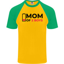 Mom of Two Boys Funny Mothers Day Mens S/S Baseball T-Shirt