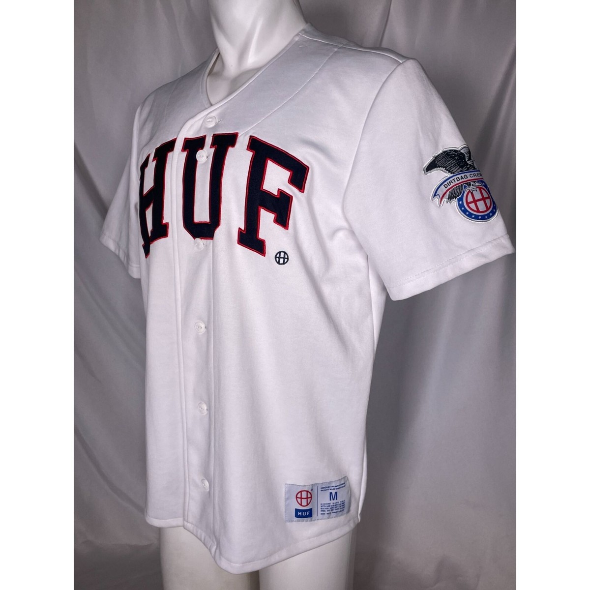 HUF Dirtbag Crew White Baseball Jersey Men's MEDIUM | eBay