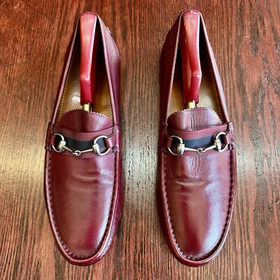 $890 Mens Red Gucci Leather Horse Bit Loafers Sz 11 G / 12 US Made