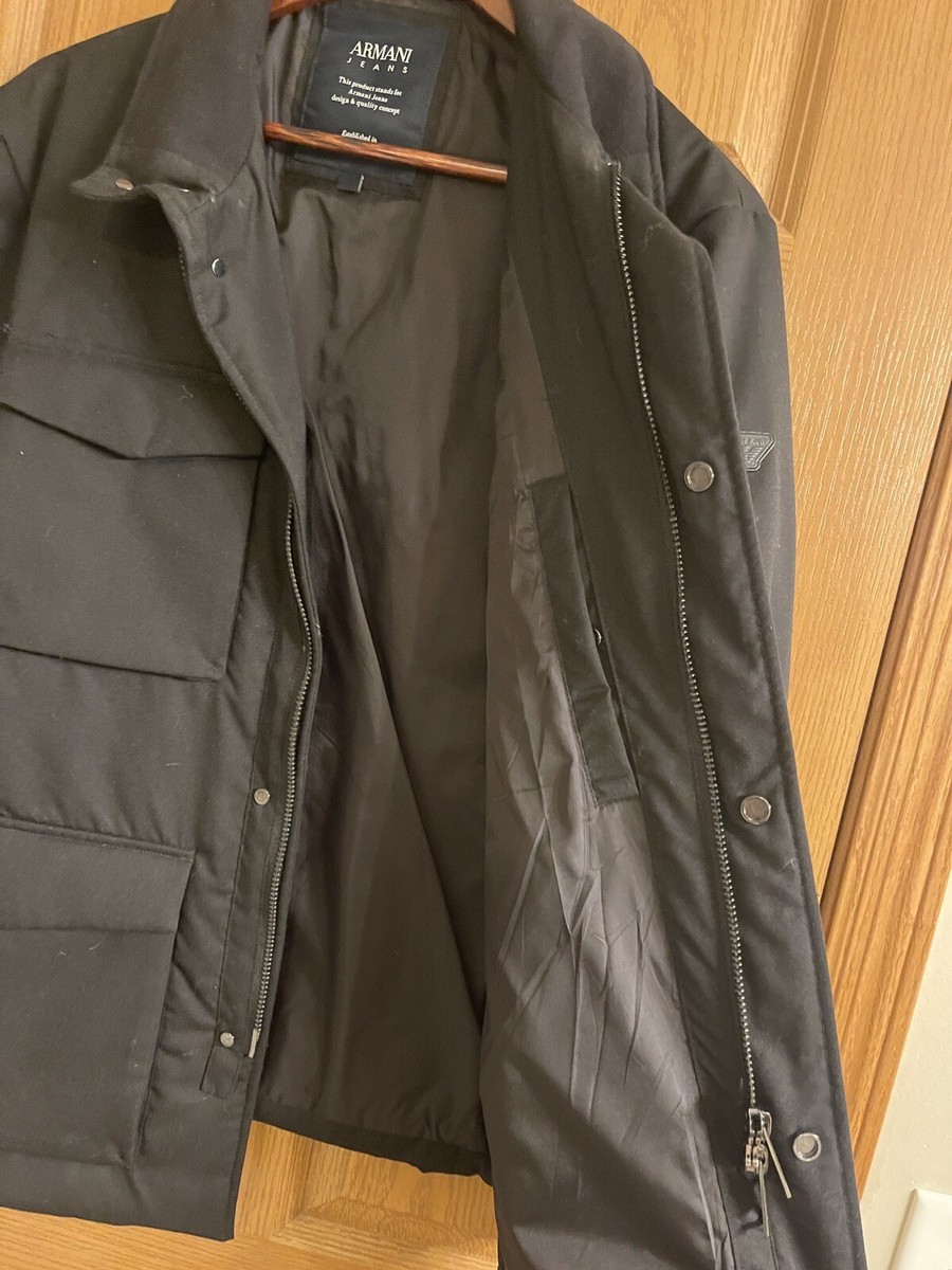 Armani Jeans Men's Black Coat Size XL European 52 | eBay