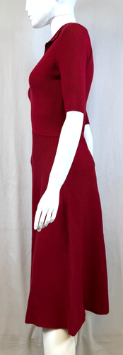 Elie Tahari Women's Half Sleeve V-Neck Red Collared Knit Dress, Size XS - Picture 6 of 18
