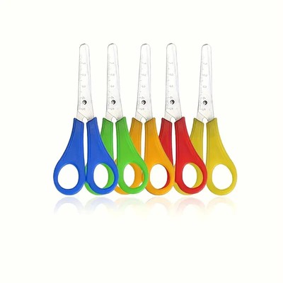Schere 130 mm abgerundete Kanten mit gebogenem Lineal für Kinder Sicherheit Basteln Schule