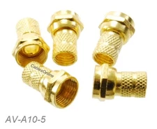 5-Pack of RG59 F-Type Coax Twist-On Gold-Plated Connectors - CablesOnline AV-A10