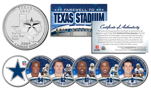 DALLAS COWBOYS 6-Coin TX State US Quarters Set TEXAS STADIUM FAREWELL COLLECTION - Picture 1 of 1