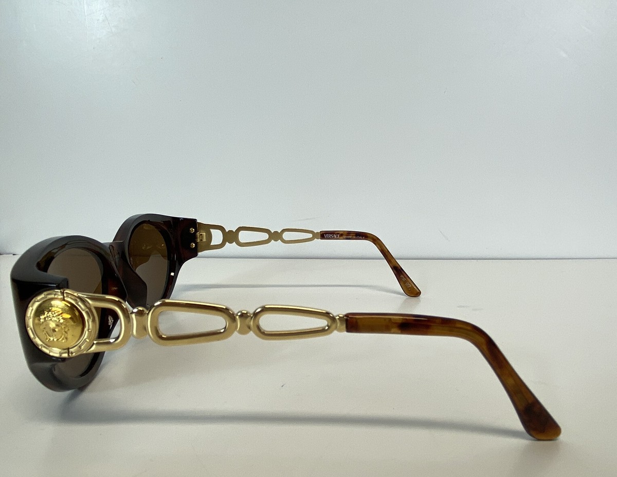 Vtg Gianni Versace Brown Gold Medusa Sunglasses | eBay