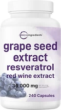 Grape Seed Extract 36,000mg Equivalent, 240 Capsules | Antioxidant Blend with Re