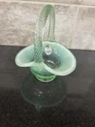 Fenton Mini Basket Sea Green Opalescent Edges