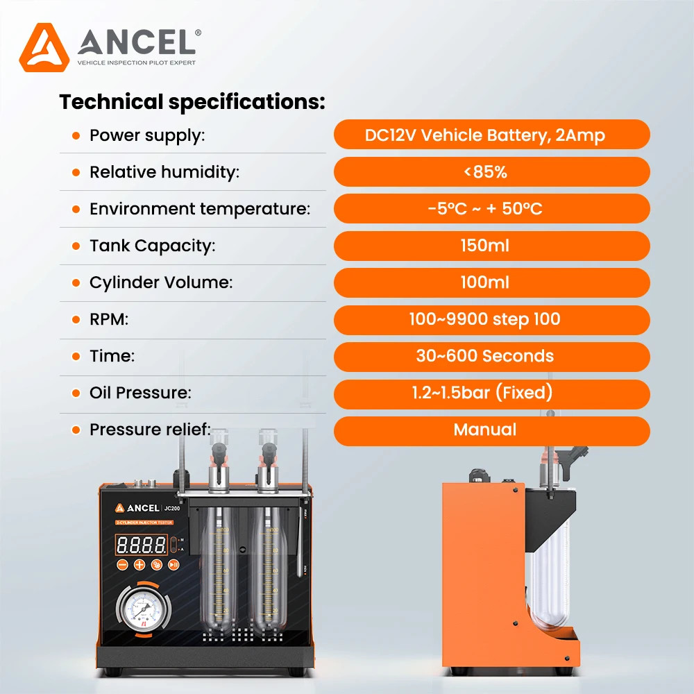 ANCEL JC200 JC400 JC600 Fuel Injector Tester Cleaner Ultrasonic Cleaning Machine