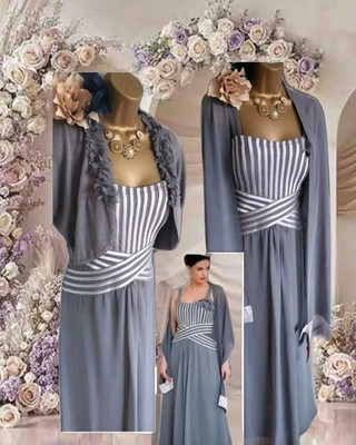 Jacques vert grey Silver Dress wedding Mother Evening outfit bolero bag Scarf 12