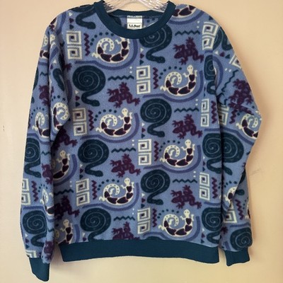 Vintage 90s LL Bean Kids XL Fleece Shirt Red Gecko Southwestern Print USA Rare