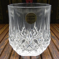 Crystal d'Arques Longchamp Double Rocks Diamond Pattern Old Fashion Glass