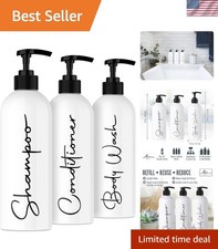 Elegant Set of 3 Refillable Pump Bottles for Shampoo, Conditioner Body Wash