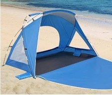 Elegear Beach Tent for 2-3 Person, Blue Portable Sun Shelter with Extended Floor