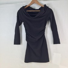 H&M Dress Womens XS Black Cowl Neck 3/4 Sleeve Bodycon mini 128937
