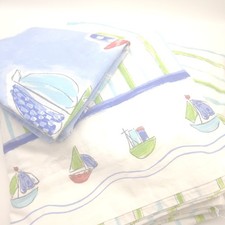 Vintage TWIN Sheet Set 100% Cotton Westpoint Stevens Kids Sailboats Made In USA