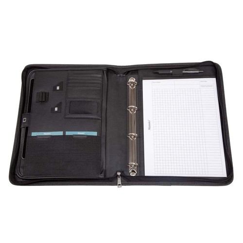 Porte-documents A4 Alassio Olbia - Nylon Anthracite - Compartiment Tablette, Bloc-notes, Anneaux - 36x28x5 Cm - 2