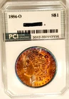 1884-O Gem BU + Burnt Orange Rainbow Color Toned Morgan Dollar