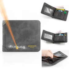 New Simple Short Men Wallets Name Engraving Card Holder Photo Holder Male Purse