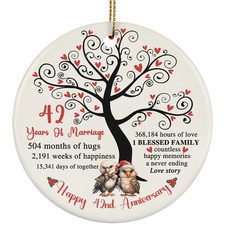 42 Years Love Ornament Happy 42nd Anniversary Cute Eagle Couple Christmas Gift