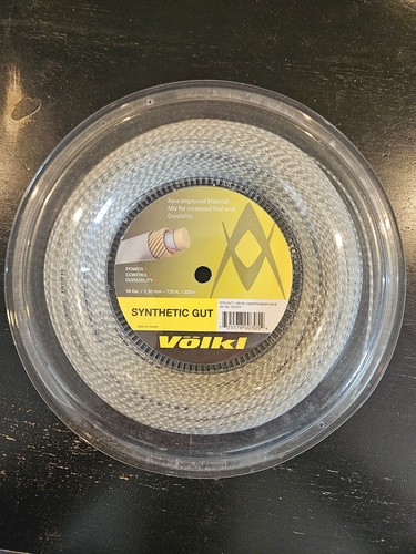 VOLK SYNTHETIC GUT 16 GAUGE TENNIS STRING REEL, USED 1 TIME, CRYSTAL SPIRAL