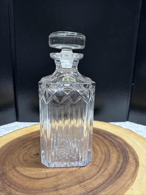 Vintage Atlantis Signed Heavy Crystal Whiskey Decanter 9 - EUC Sticker Portugal