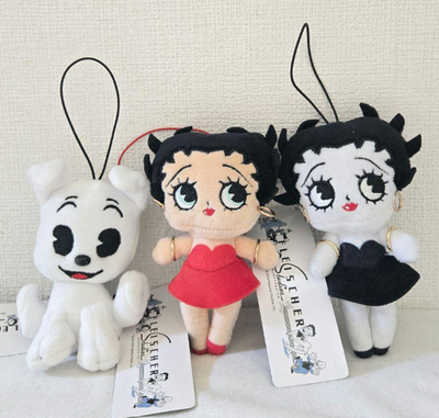 Betty Boop Mascot Plush Keychain Set of 3 (WHITE RED Pudgy) Round1