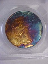 1996 Silver Eagle $1 US Coin Beautiful Monster Tone Patina ...1  OZ .999