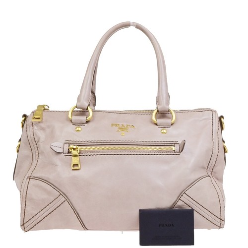 PRADA Logo Vitello Shine Shoulder Hand Bag Leather Pink Mughetto GHW 38YH125