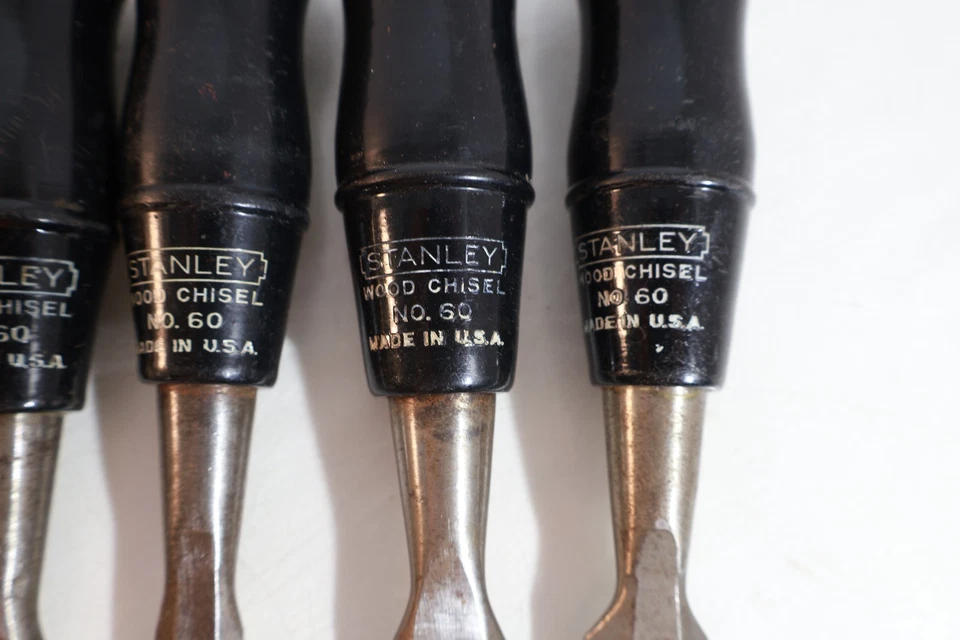 STANLEY # 40 & # 60 BLACK HANDLE CHISELS WITH PLASTIC CASE GOOD CONDITION - Image 4 of 4