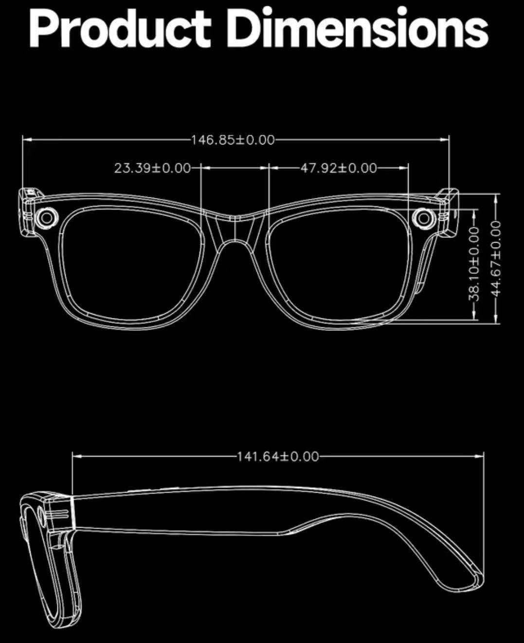 Meta google glasses Matte Black Black Lense AI Glasses camera glasses