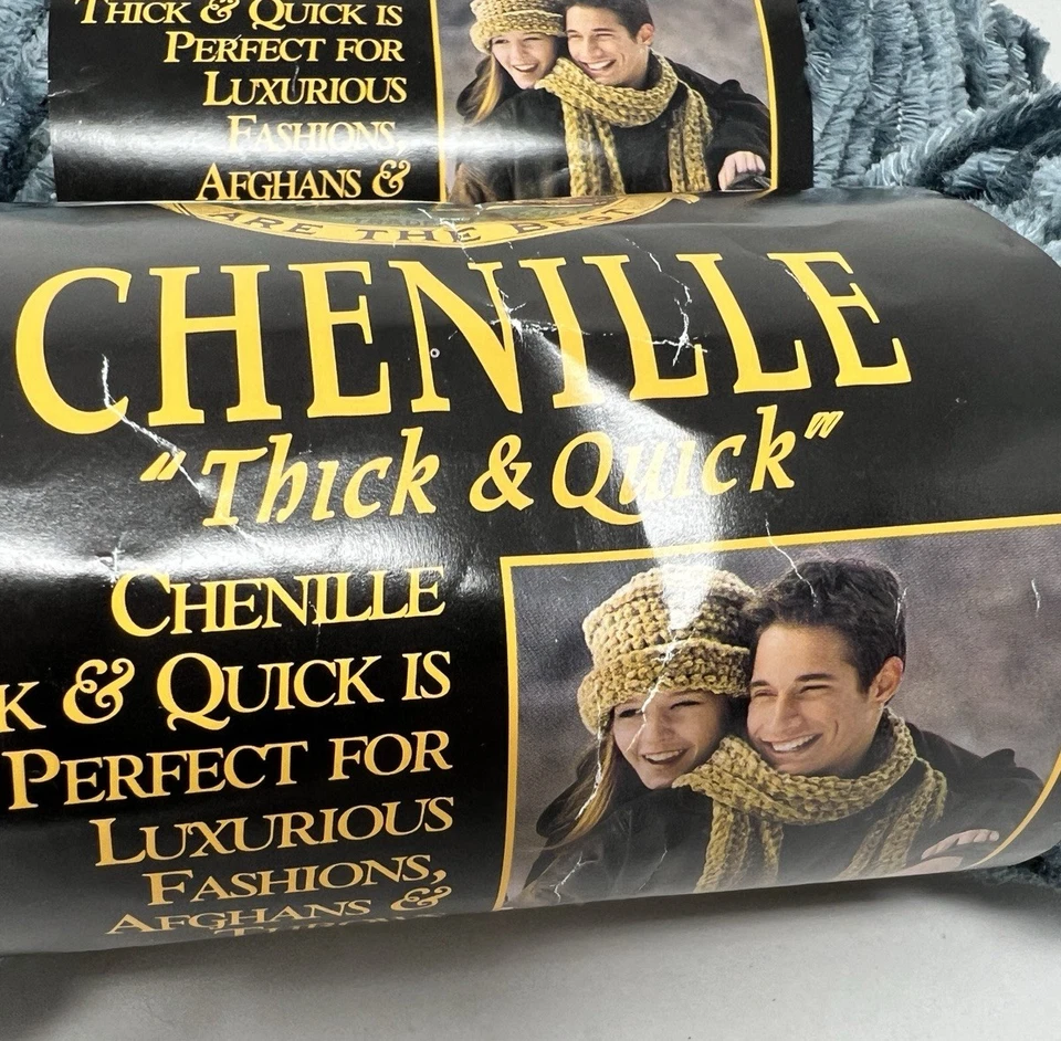 3 Skeins Lion Brand Chenille Thick & Quick Yarn #108 Dusty Blue - Image 2 of 4