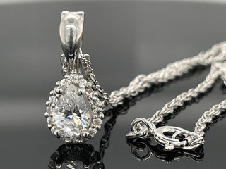 2 TLG. SET: KETTE & ANHÄNGER 925/ SILBER RHOD. MIT ZIRKON SILBERZEIT SCHMUCKJAGD