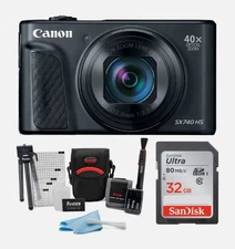Canon Powershot SX740 HS Digital Camera (Black) with 32GB Card Bundle