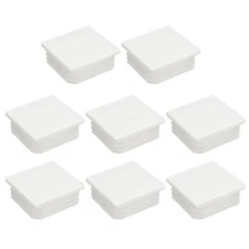 8Pcs 32x32mm(1.25inch) Plastic Tubing Plug Square Post End Caps White