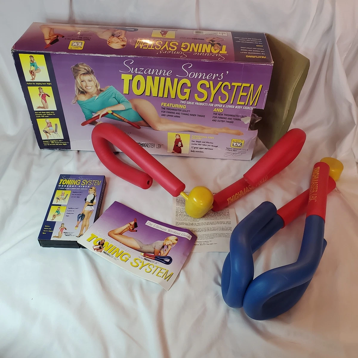 Lot De 2 Appareils De Musculation Vintage Suzanne Somers Thigh Master, Or Et LBX