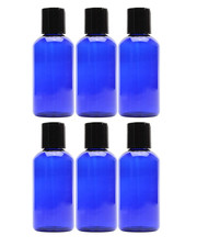 4oz, 18 Cobalt Blue Plastic Squeeze Bottles w/Disc Top Flip Cap; 3 Packs of 6