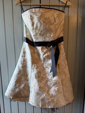 Jessica McClintock Gunne Sax Off White Strapless Bow Tulle Cocktail Party Dress